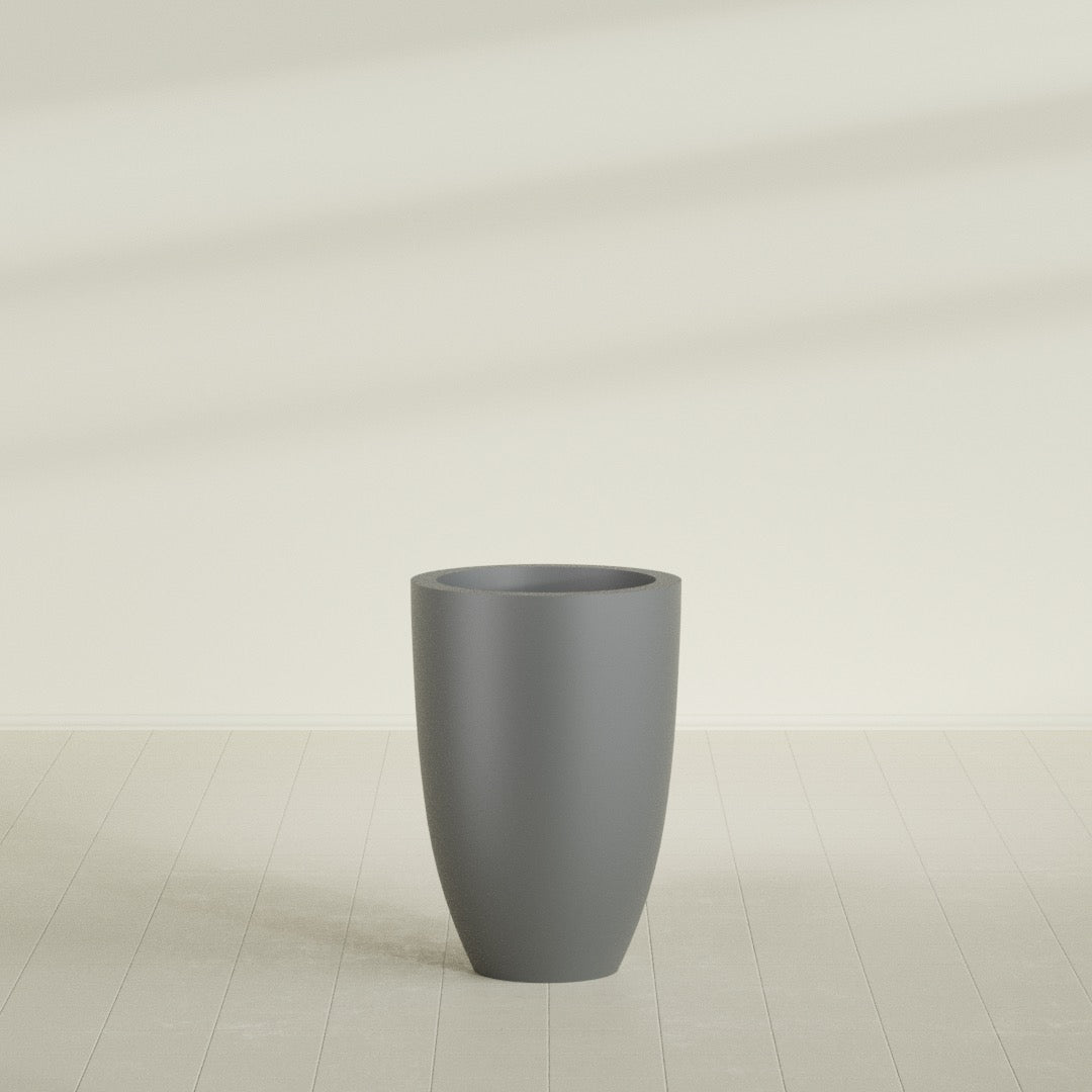 Brannan Large Round Fiberglass Planter - 24 in x 24 in x 35 in - Metallic Gunmetal - Metallic Gunmetal,24 in x 24 in x 35 in