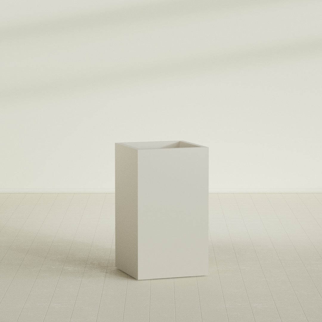 Darwin Large Tall Rectangle Fiberglass Planter - 24 in x 24 in x 42 in - Satin Beige - Satin Beige,24 in x 24 in x 42 in