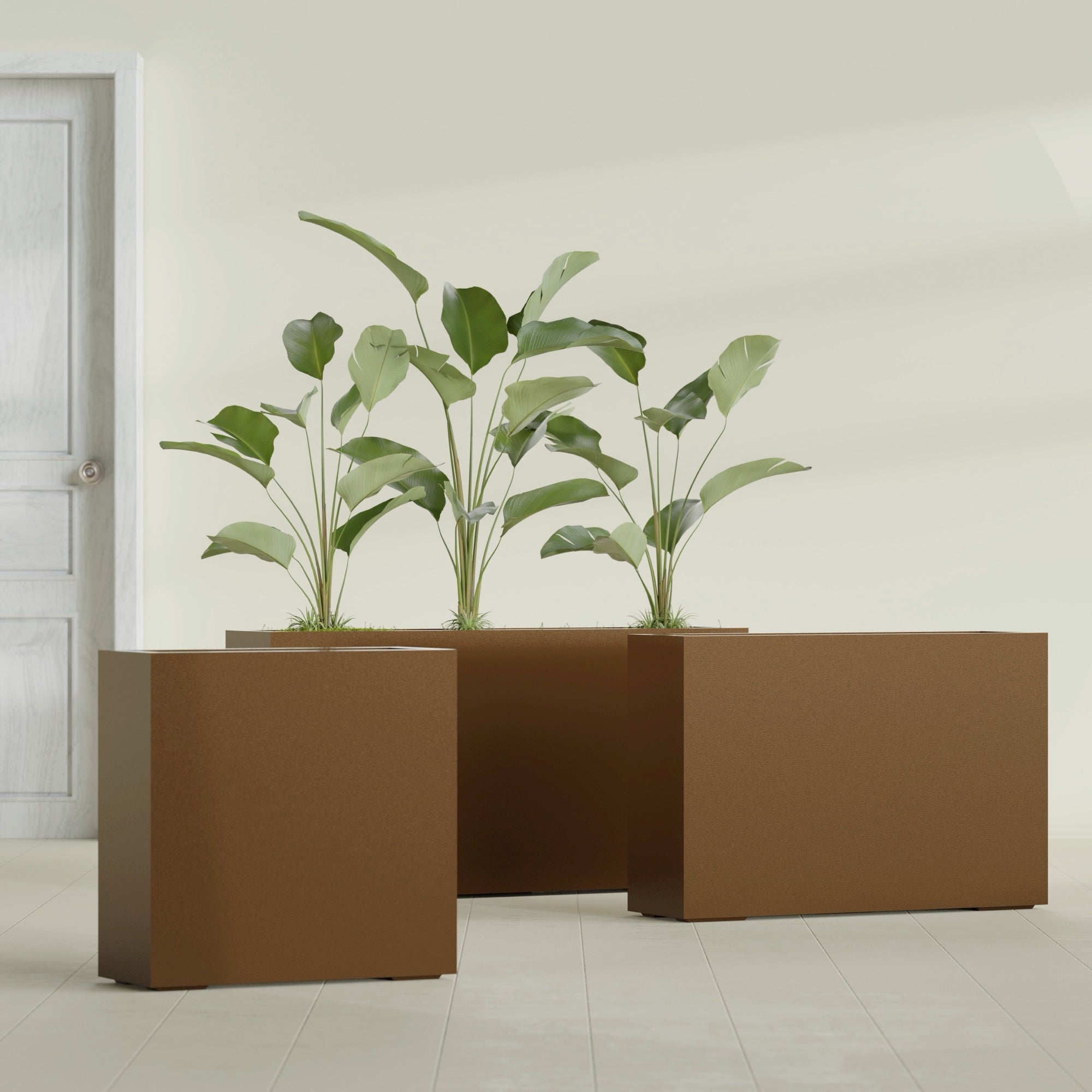 Milano Extra Large Narrow Rectangle Fiberglass Planter - 48 in x 10 in x 24 in - Metallic Bronze - Metallic Bronze,48 in x 10 in x 24 in