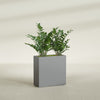 Milano Medium Narrow Rectangle Fiberglass Planter - 24 in x 10 in x 24 in - Metallic Gunmetal - Metallic Gunmetal,24 in x 10 in x 24 in