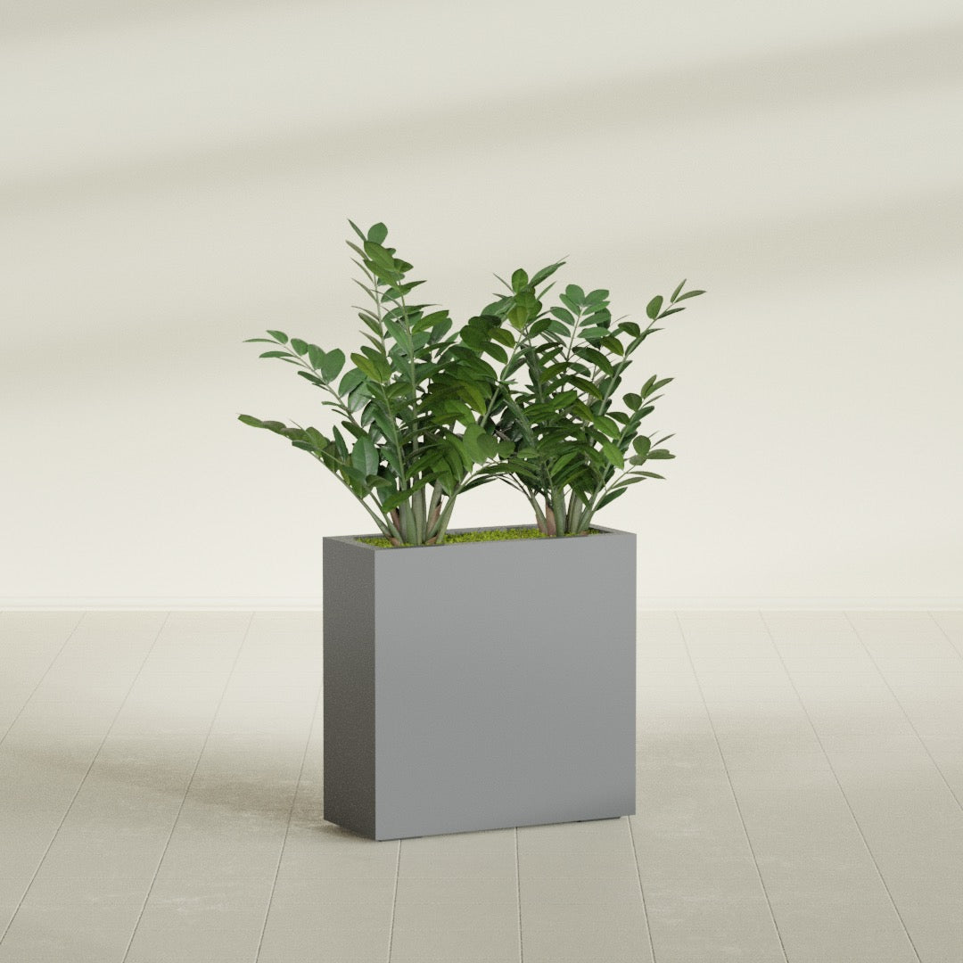Milano Medium Narrow Rectangle Fiberglass Planter - 24 in x 10 in x 24 in - Metallic Gunmetal - Metallic Gunmetal,24 in x 10 in x 24 in