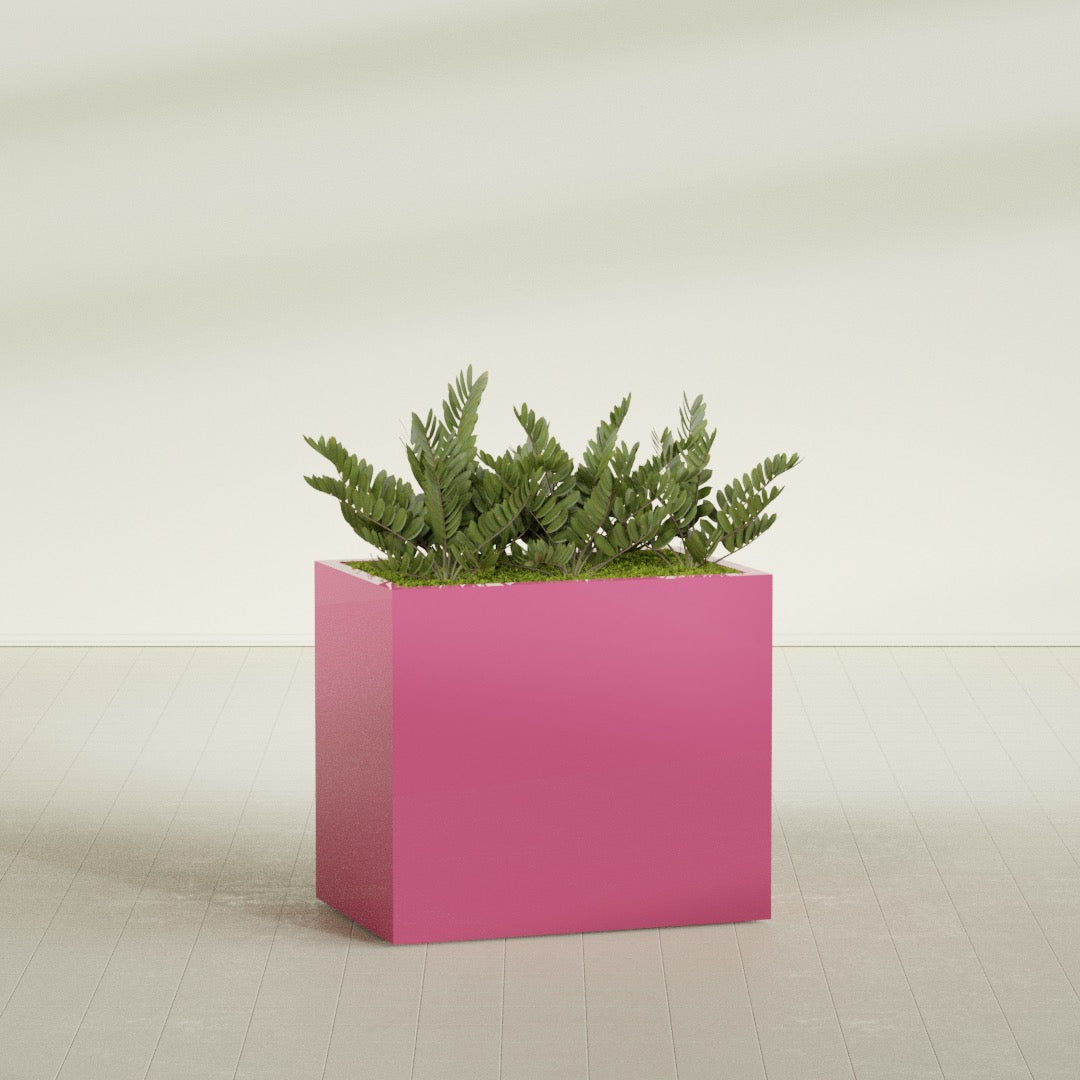 Brisbane Large Rectangle Fiberglass Planter - 36 in x 24 in x 32 in - Gloss Pink Violet - Gloss Pink Violet,36 in x 24 in x 32 in