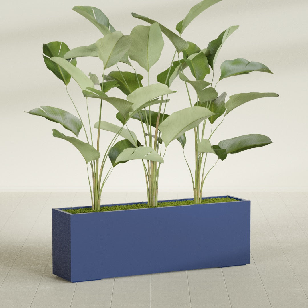 Tolga Extra Large Long Rectangle Fiberglass Planter - 72 in x 16 in x 24 in - Matte Cobalt Blue - Matte Cobalt Blue,72 in x 16 in x 24 in