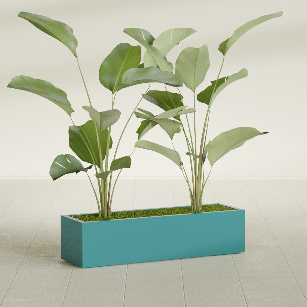 Cuba Large Long Rectangle Fiberglass Planter - 48 in x 14 in x 12 in - Satin Sea Foam - Satin Sea Foam,48 in x 14 in x 12 in