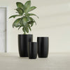 Lisbon Large Round Fiberglass Planter - 24 in x 24 in x 36 in - Matte Black - Matte Black,24 in x 24 in x 36 in