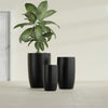 Lisbon Medium Round Fiberglass Planter - 14 in x 14 in x 25 in - Matte Black - Matte Black,14 in x 14 in x 25 in