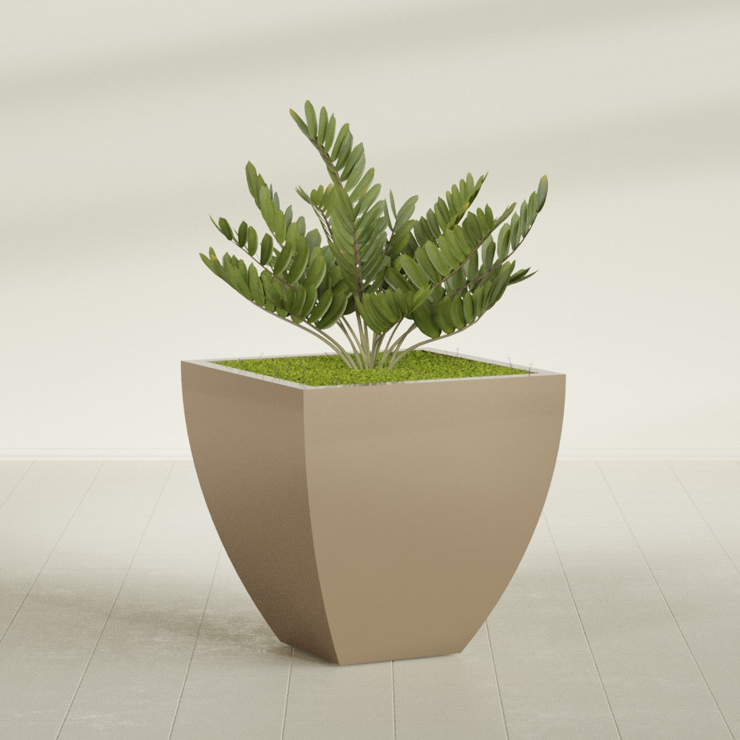 Lima Large Tapered Square Fiberglass Planter - 30 in x 30 in x 30 in - Metallic Gold - Metallic Gold,30 in x 30 in x 30 in