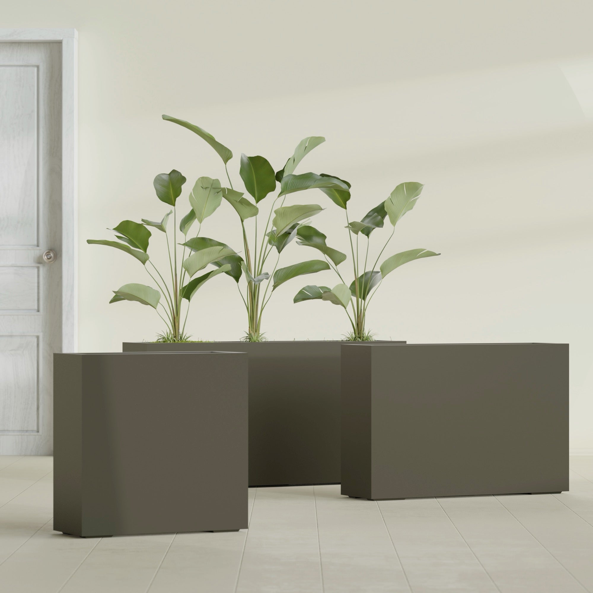 Milano Extra Large Narrow Rectangle Fiberglass Planter - 48 in x 10 in x 24 in - Matte Bronze - Matte Bronze,48 in x 10 in x 24 in