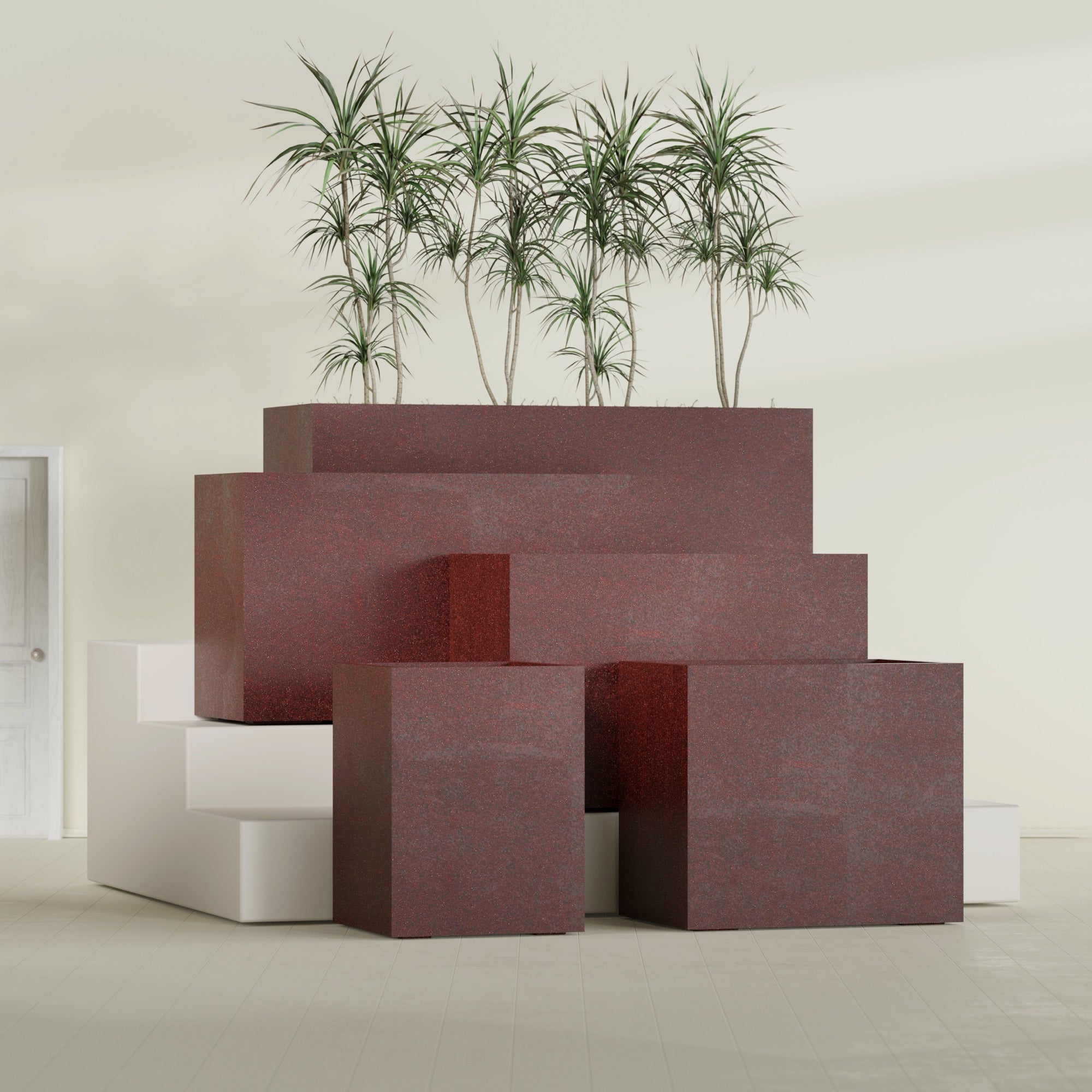 24"-Wide Rectangle - 36in x 24in x 32in - Weathered Steel - Rust - Weathered Steel - Rust,36 in x 24 in x 32 in