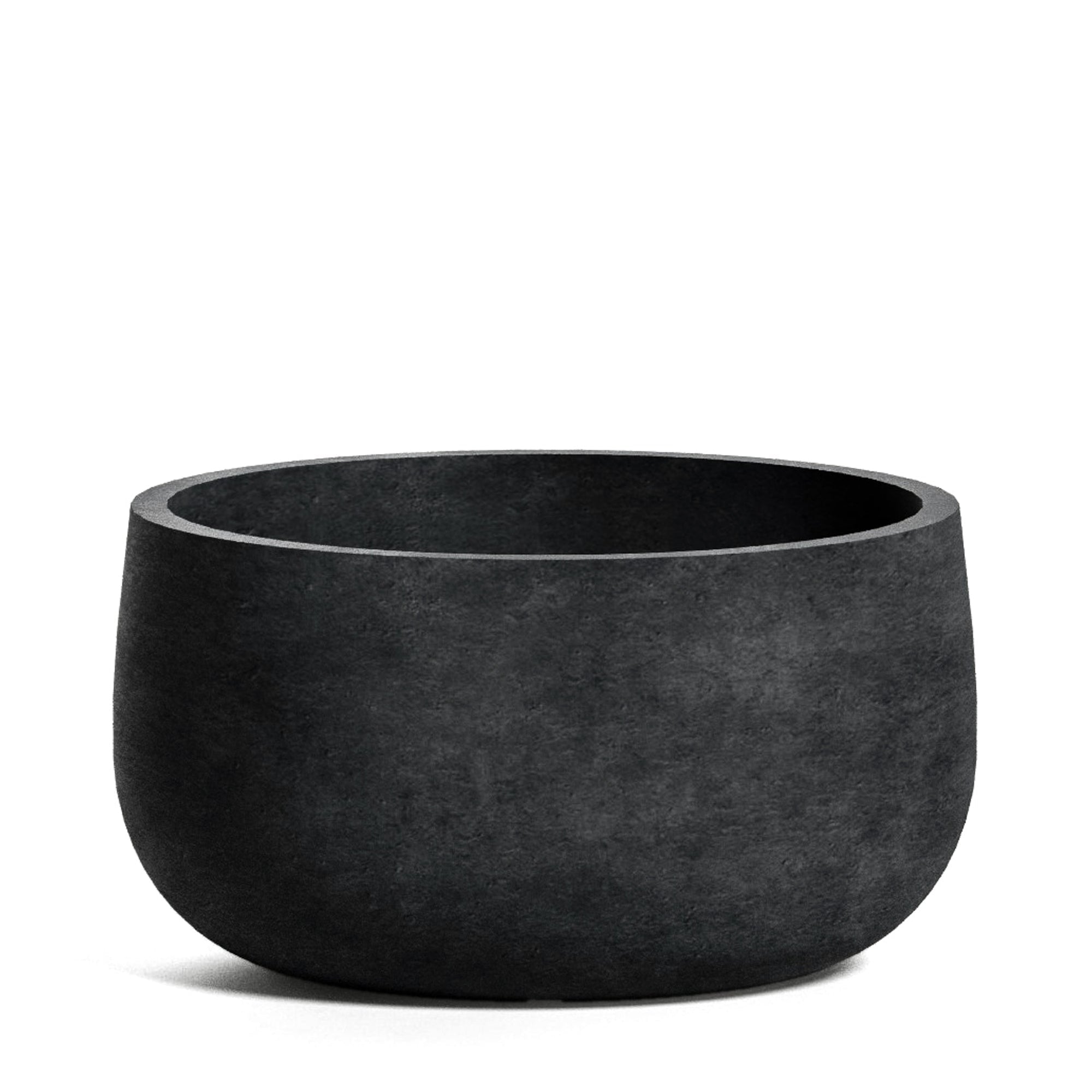 COSAPOTS Mondo Low Round Fiberglass Planter – Lightweight Indoor/Outdoor Plant Pot, Frost & Weather Resistant, Handmade Modern Decorative Planter – 9.5" X 9.5" X 5" – Carbon Stone - Carbon Stone,9.5 in x 9.5 in x 5 in
