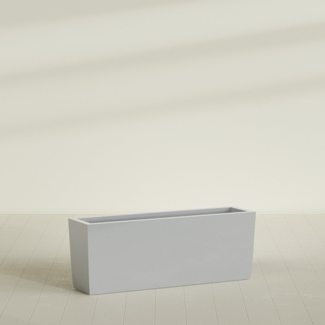 Panama Extra Large Long Rectangle Fiberglass Planter - 48 in x 12 in x 18 in - Metallic Silver - Metallic Silver,48 in x 12 in x 18 in