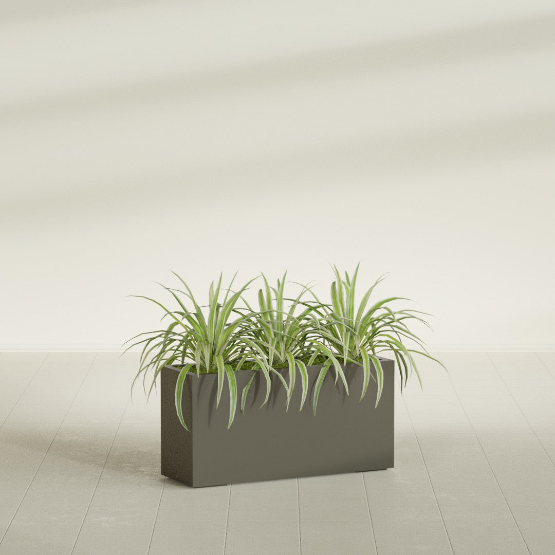 Hollywood Large Narrow Rectangle Fiberglass Planter - 36 in x 12 in x 24 in - Matte Bronze - Matte Bronze,36 in x 12 in x 24 in