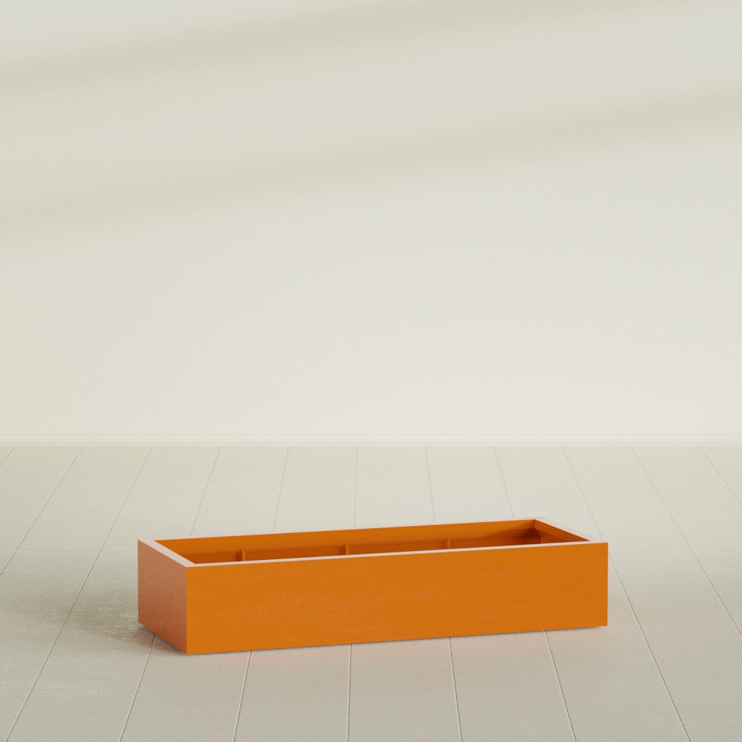Antwerp Extra Large Long Rectangle Fiberglass Planter - 60 in x 24 in x 12 in - Gloss Tangerine - Gloss Tangerine,60 in x 24 in x 12 in