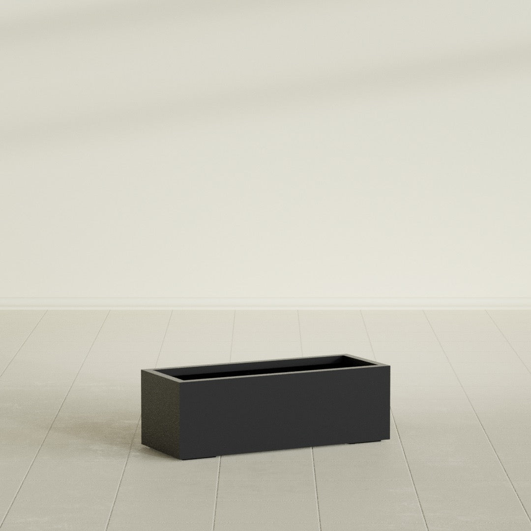 Cuba Large Long Rectangle Fiberglass Planter - 36 in x 14 in x 12 in - Matte Black - Matte Black,36 in x 14 in x 12 in