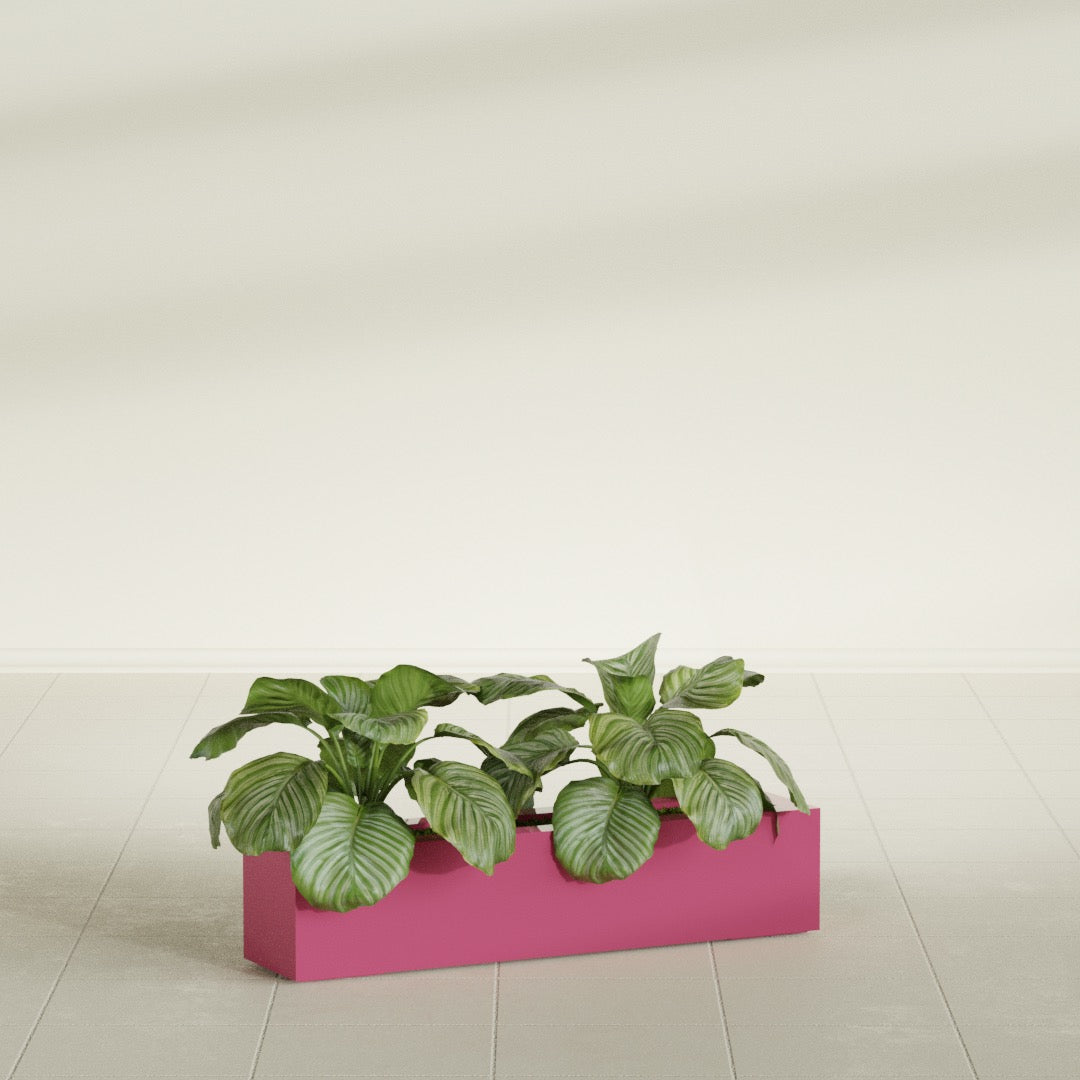 Salon Large Tall Rectangle Fiberglass Planter - 36 in x 8 in x 8 in - Gloss Pink Violet - Gloss Pink Violet,36 in x 8 in x 8 in