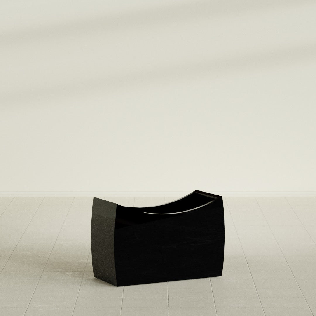 Seoul Large Curved Abstract Fiberglass Planter - 36 in x 16 in x 24 in - Gloss Black - Gloss Black,36 in x 16 in x 24 in