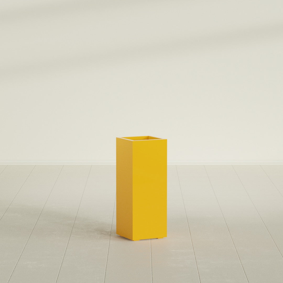 Perth Large Tall Rectangle Fiberglass Planter - 16 in x 16 in x 42 in - Gloss Saffron - Gloss Saffron,16 in x 16 in x 42 in