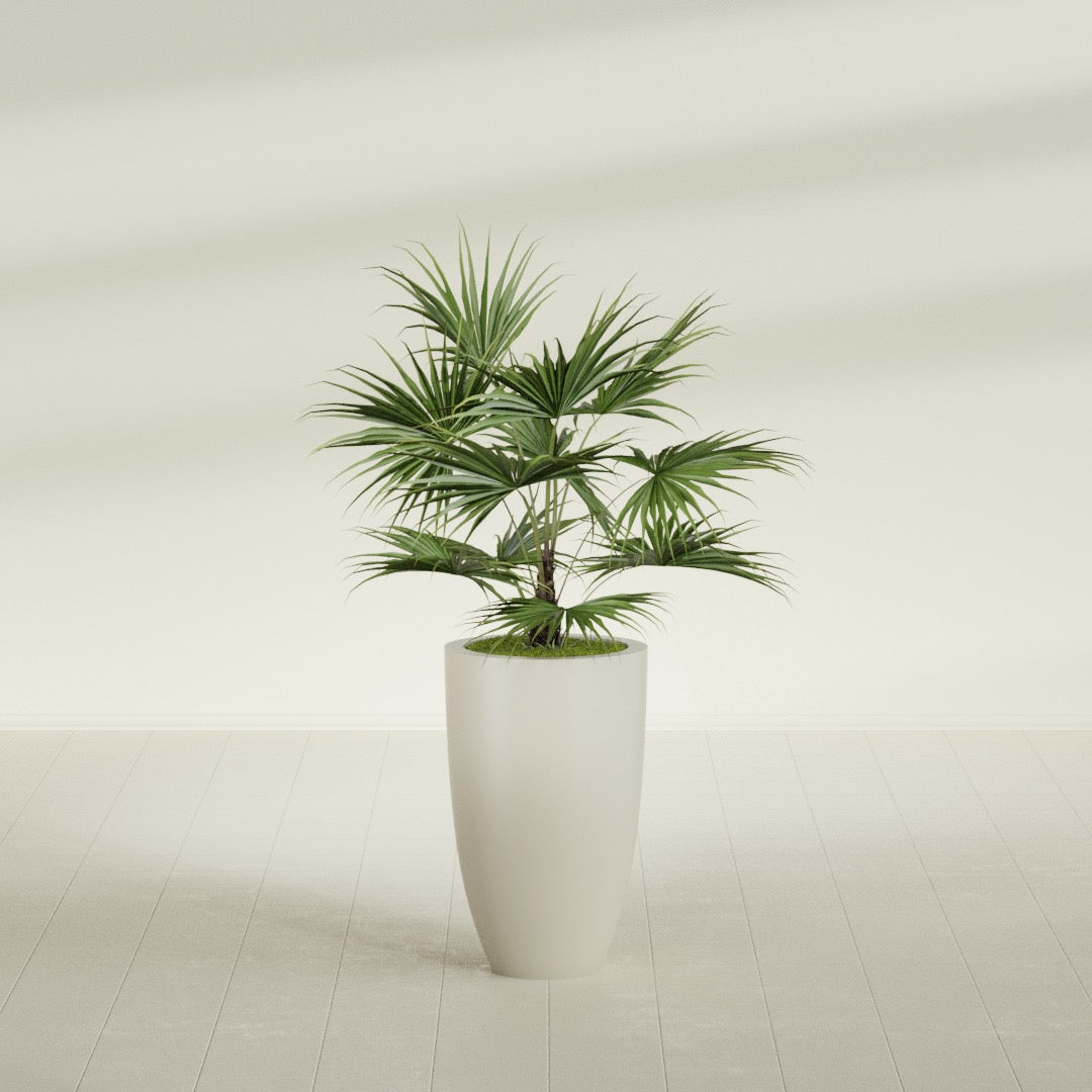 Brannan Medium Round Fiberglass Planter - 18 in x 18 in x 29 in - Satin Beige - Satin Beige,18 in x 18 in x 29 in