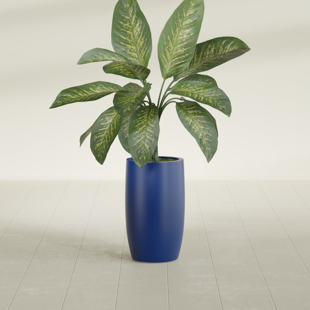 Lisbon Medium Round Fiberglass Planter - 14 in x 14 in x 25 in - Matte Cobalt Blue - Matte Cobalt Blue,14 in x 14 in x 25 in