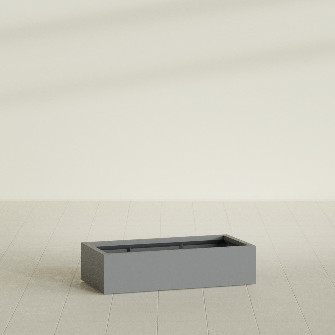 Antwerp Extra Large Long Rectangle Fiberglass Planter - 48 in x 24 in x 12 in - Metallic Gunmetal - Metallic Gunmetal,48 in x 24 in x 12 in