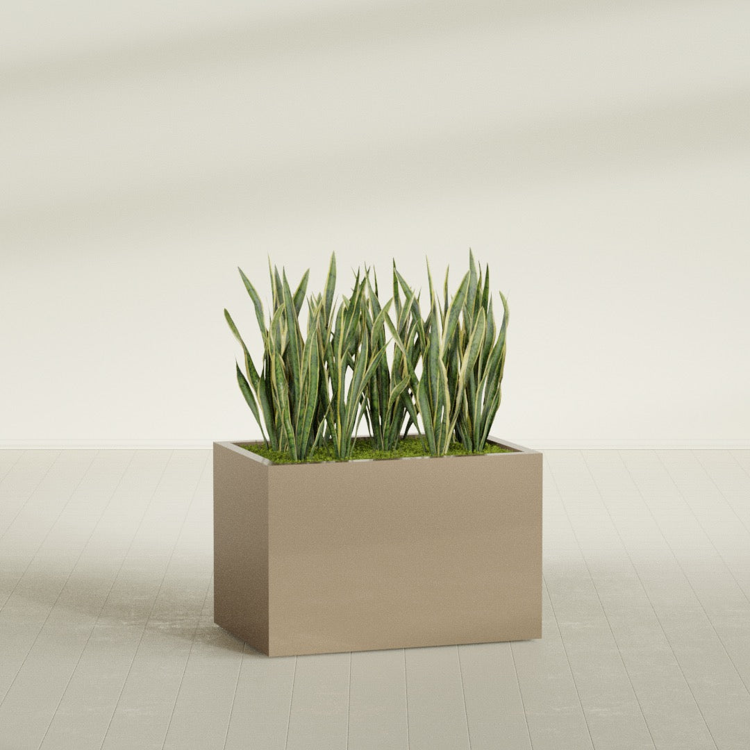 Granada Large Rectangle Fiberglass Planter - 36 in x 24 in x 24 in - Metallic Gold - Metallic Gold,36 in x 24 in x 24 in