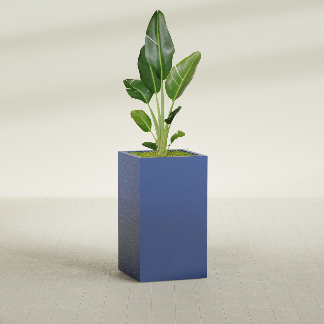 Darwin Large Tall Rectangle Fiberglass Planter - 24 in x 24 in x 42 in - Matte Cobalt Blue - Matte Cobalt Blue,24 in x 24 in x 42 in