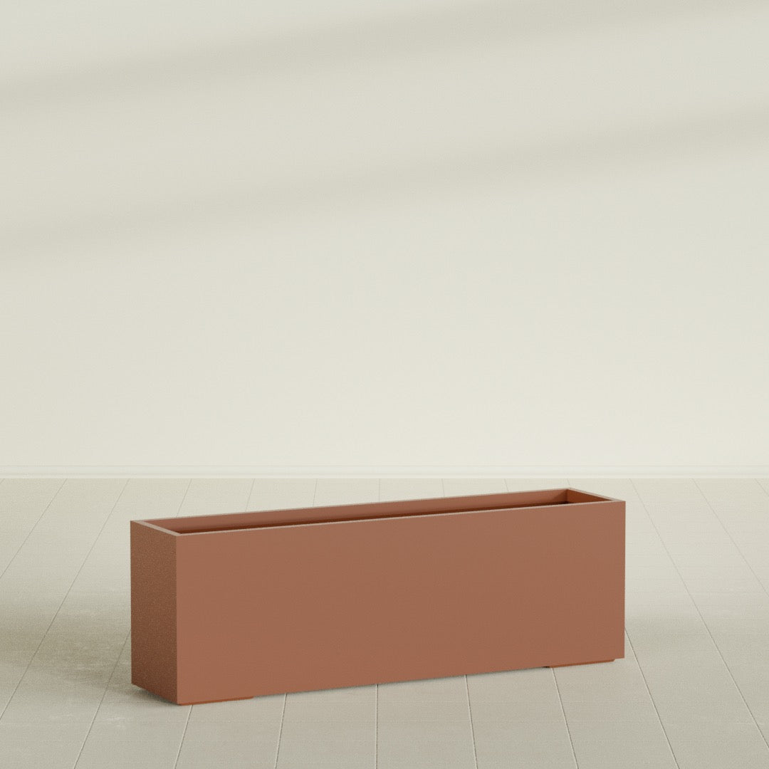 Tolga Extra Large Long Rectangle Fiberglass Planter - 72 in x 16 in x 24 in - Matte Terracotta - Matte Terracotta,72 in x 16 in x 24 in