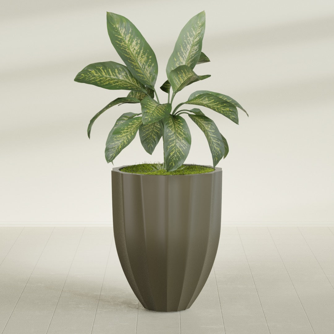 Alicante Medium Round Fiberglass Planter - 26 in x 26 in x 32 in - Matte Bronze - Matte Bronze,26 in x 26 in x 32 in