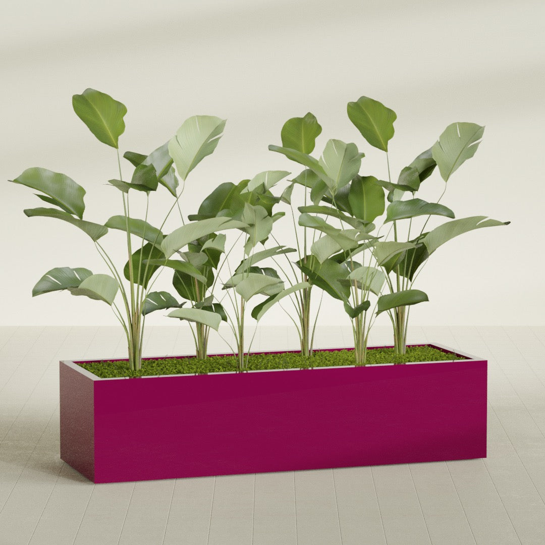 Torino Extra Large Wide Rectangle Fiberglass Planter - 72 in x 24 in x 18 in - Gloss Eggplant - Gloss Eggplant,72 in x 24 in x 18 in