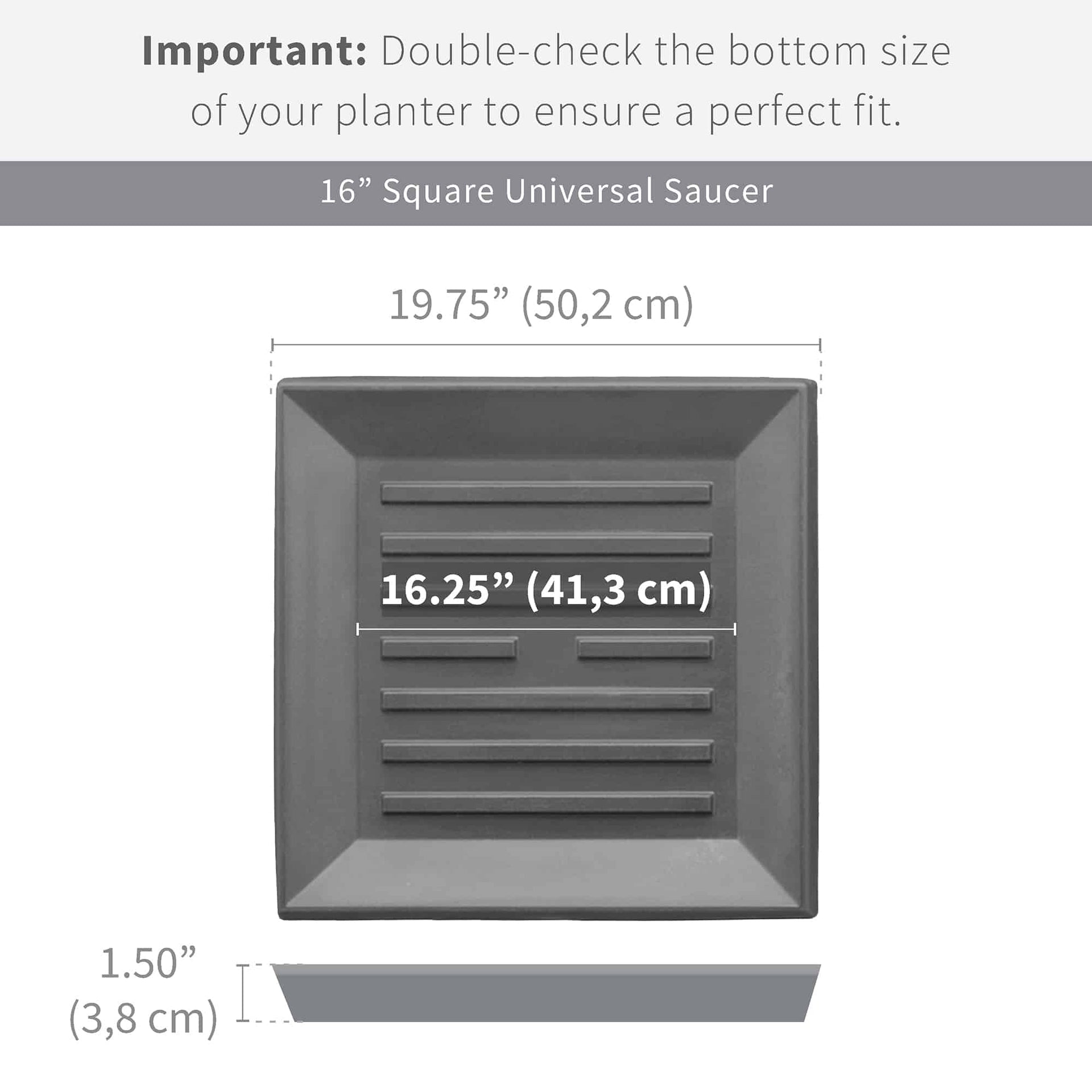 Square Universal Saucer - 19.8in Ext., 16.3in Int. - Caviar Black - Caviar Black,19.8" Ext. (16.3" Int.)