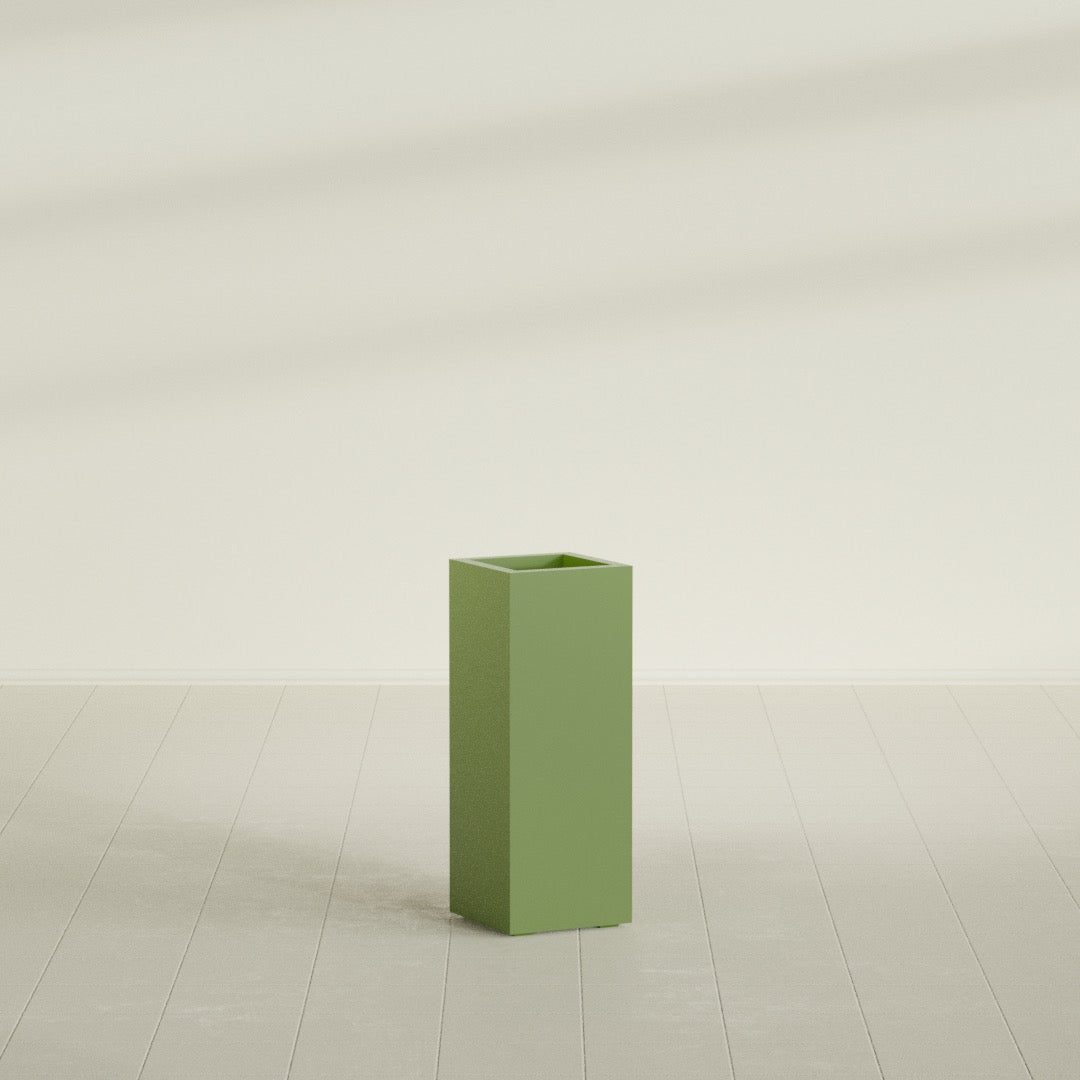 Delray Large Tall Rectangle Fiberglass Planter - 12 in x 12 in x 32 in - Satin Green - Satin Green,12 in x 12 in x 32 in
