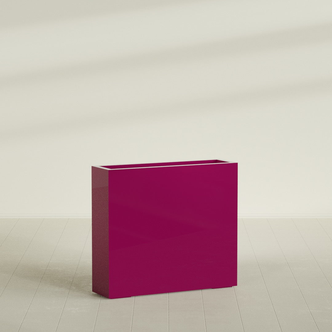 Amesbury Large Narrow Rectangle Fiberglass Planter - 36 in x 10 in x 32 in - Gloss Eggplant - Gloss Eggplant,36 in x 10 in x 32 in