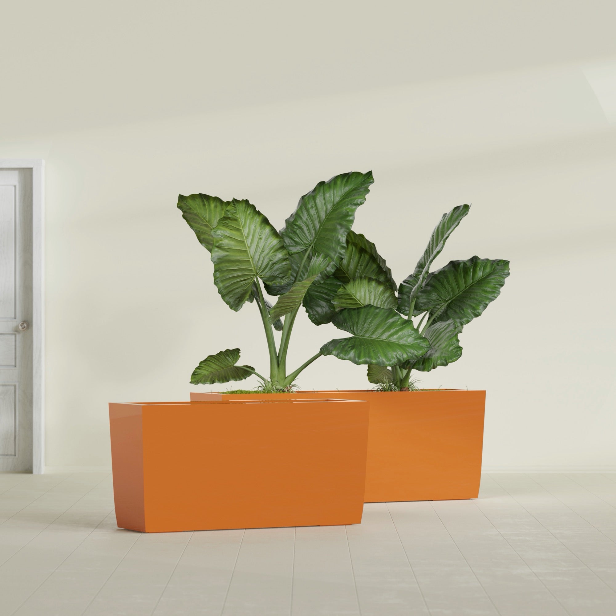Panama Extra Large Long Rectangle Fiberglass Planter - 48 in x 12 in x 18 in - Gloss Tangerine - Gloss Tangerine,48 in x 12 in x 18 in