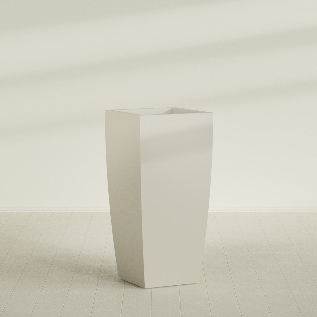 Toulan Extra Large Tall Tapered Square Fiberglass Planter - 28 in x 28 in x 60 in - Satin Beige - Satin Beige,28 in x 28 in x 60 in