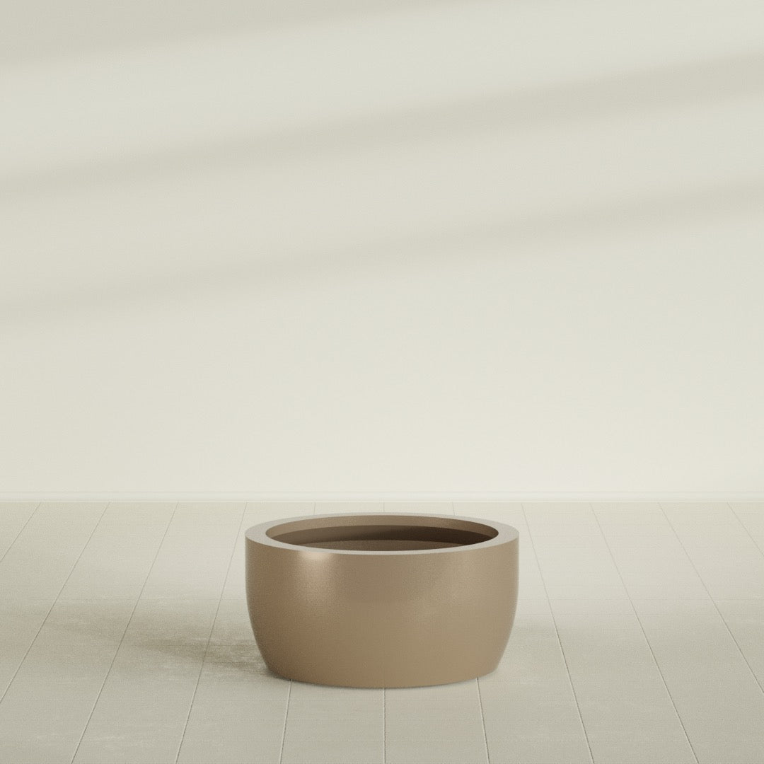 Casablanca Large Round Low Bowl Fiberglass Planter - 30 in x 30 in x 15 in - Metallic Gold - Metallic Gold,30 in x 30 in x 15 in