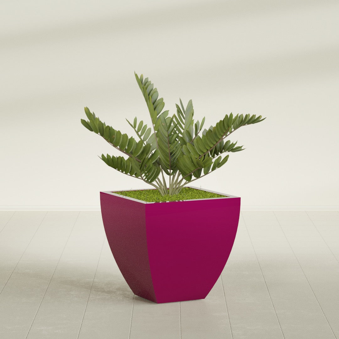 Lima Medium Tapered Square Fiberglass Planter - 24 in x 24 in x 24 in - Gloss Eggplant - Gloss Eggplant,24 in x 24 in x 24 in