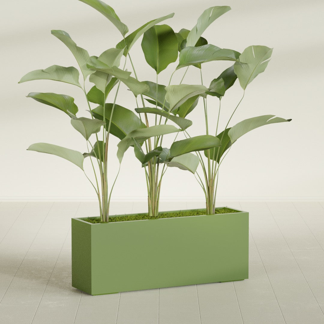 Tolga Extra Large Long Rectangle Fiberglass Planter - 60 in x 16 in x 24 in - Satin Green - Satin Green,60 in x 16 in x 24 in