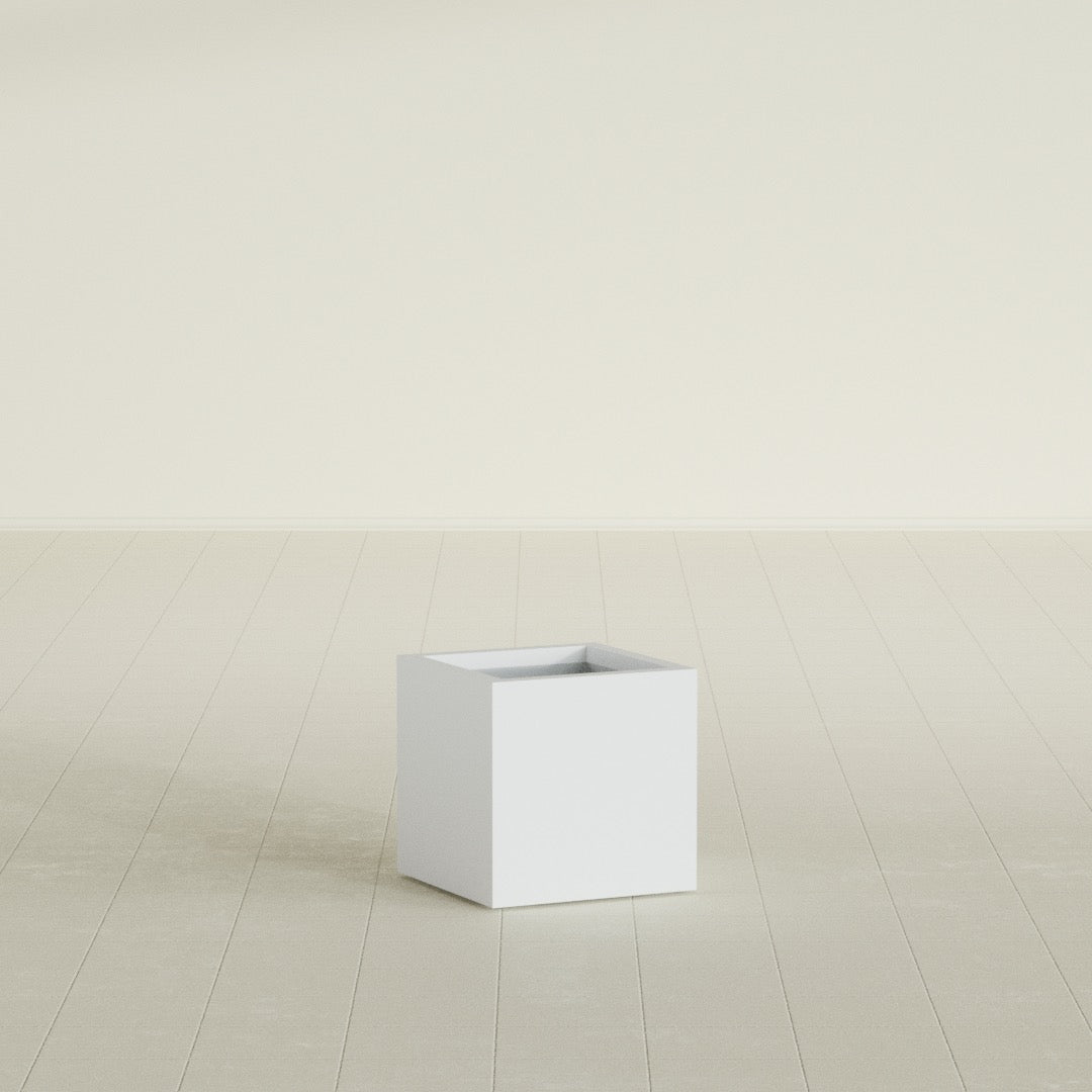 Montroy Small Cube Square Fiberglass Planter - 16 in x 16 in x 16 in - Gloss White - Gloss White,16 in x 16 in x 16 in