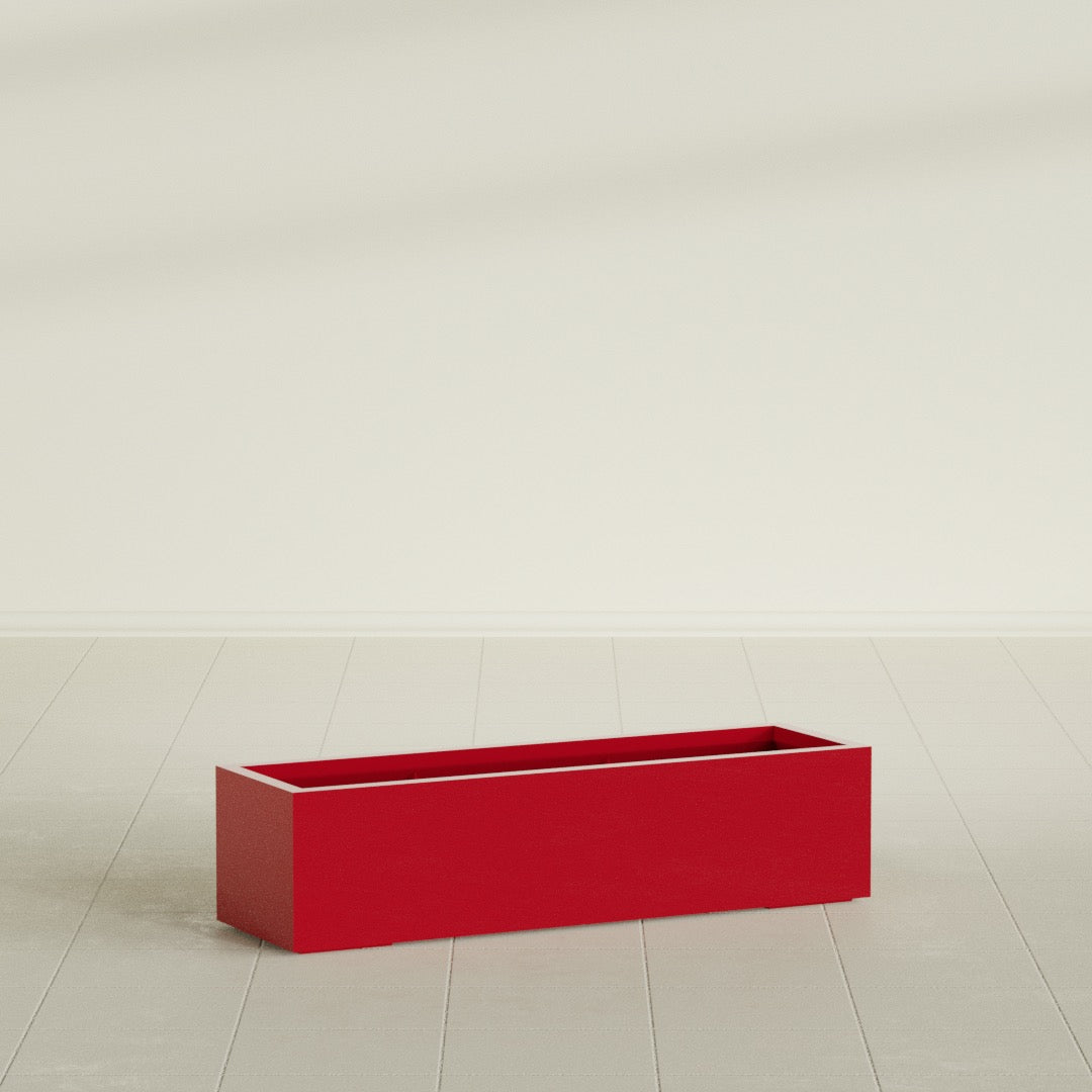 Cuba Large Long Rectangle Fiberglass Planter - 48 in x 14 in x 12 in - Gloss Red - Gloss Red,48 in x 14 in x 12 in