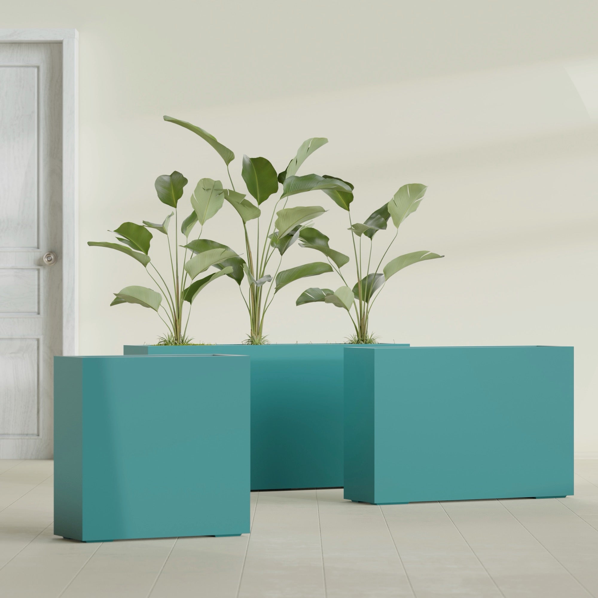 Milano Extra Large Narrow Rectangle Fiberglass Planter - 48 in x 10 in x 24 in - Satin Sea Foam - Satin Sea Foam,48 in x 10 in x 24 in