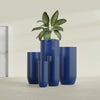 Saint Tropez Large Tall Round Fiberglass Planter - 16 in x 16 in x 38 in - Matte Cobalt Blue - Matte Cobalt Blue,16 in x 16 in x 38 in