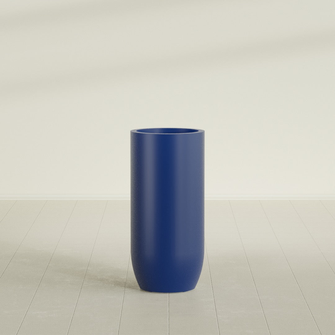 Saint Tropez Large Tall Round Fiberglass Planter - 20 in x 20 in x 43 in - Matte Cobalt Blue - Matte Cobalt Blue,20 in x 20 in x 43 in