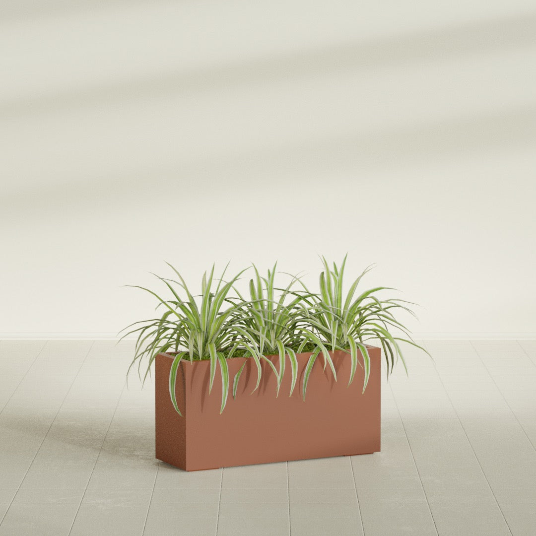Hollywood Large Narrow Rectangle Fiberglass Planter - 36 in x 12 in x 24 in - Matte Terracotta - Matte Terracotta,36 in x 12 in x 24 in