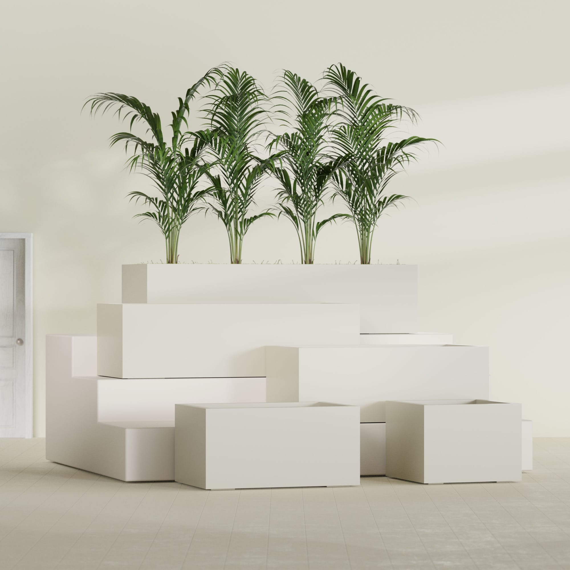 Torino Extra Large Wide Rectangle Fiberglass Planter - 60 in x 24 in x 18 in - Satin Beige - Satin Beige,60 in x 24 in x 18 in