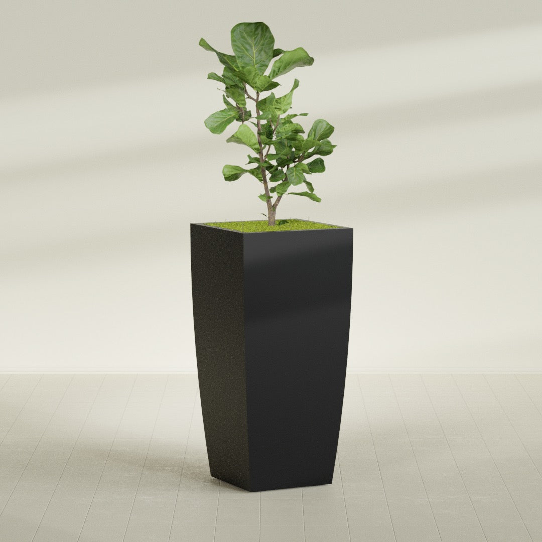 Toulan Extra Large Tall Tapered Square Fiberglass Planter - 28 in x 28 in x 60 in - Matte Black - Matte Black,28 in x 28 in x 60 in