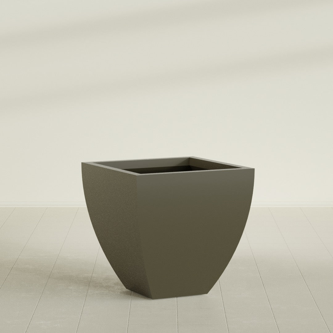 Lima Large Tapered Square Fiberglass Planter - 30 in x 30 in x 30 in - Matte Bronze - Matte Bronze,30 in x 30 in x 30 in