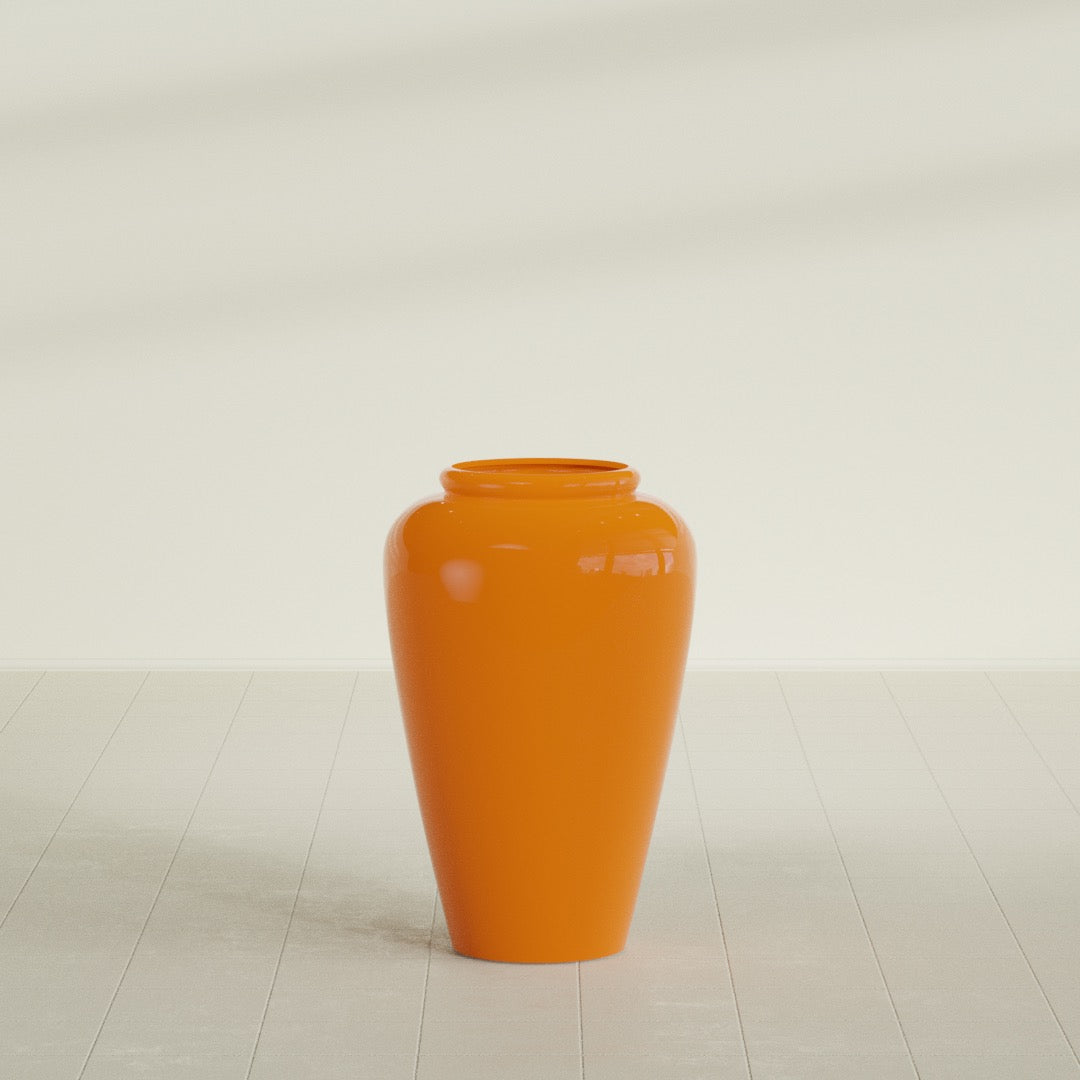 Bara Jar Large Round Fiberglass Planter - 20 in x 20 in x 31 in - Gloss Tangerine - Gloss Tangerine,20 in x 20 in x 32 in