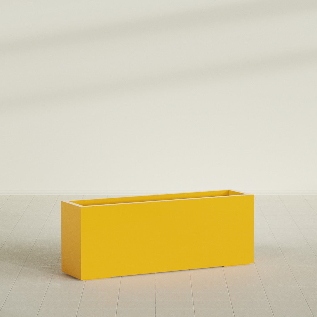 Miami Extra Large Narrow Rectangle Fiberglass Planter - 48 in x 12 in x 18 in - Gloss Saffron - Gloss Saffron,48 in x 12 in x 18 in