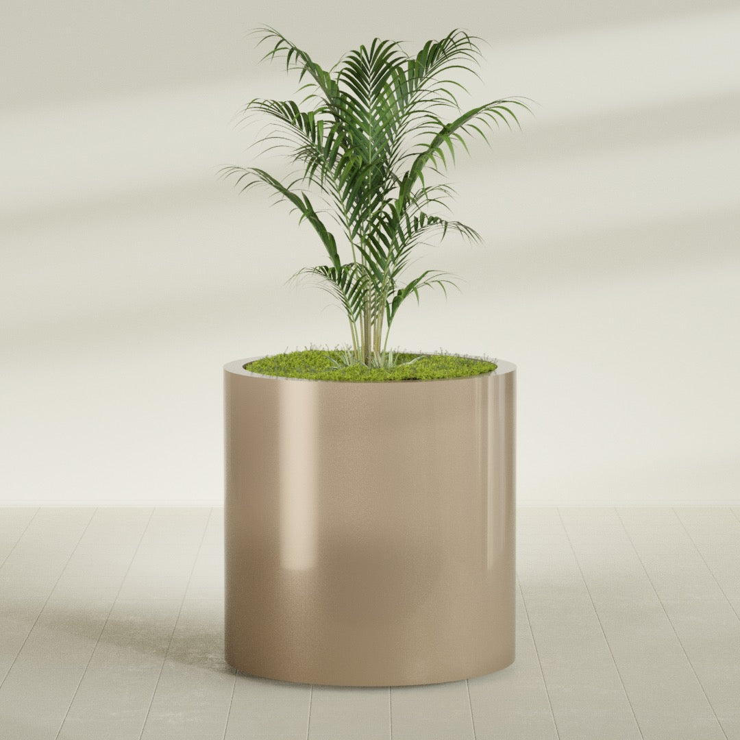 Rio Grande Large Round Fiberglass Planter - 30 in x 30 in x 32 in - Metallic Gold - Metallic Gold,30 in x 30 in x 32 in