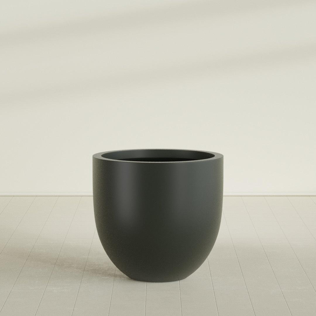 Alzira Large Round Fiberglass Planter - 36 in x 36 in x 34 in - Matte Charcoal - Matte Charcoal,36 in x 36 in x 34 in